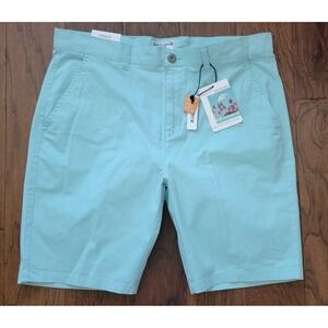 NWT Free Planet Men's ShortsFit Zip Fly 4 Pocket Stretch Twill Canal Blue Sz 36x